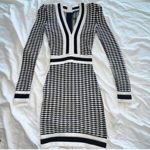 Balmain Check Knit Bodycon Dress